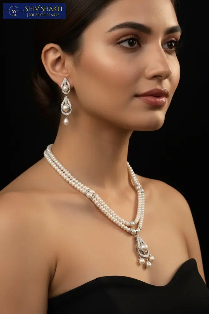 2 Line Drop Pearl Pendant