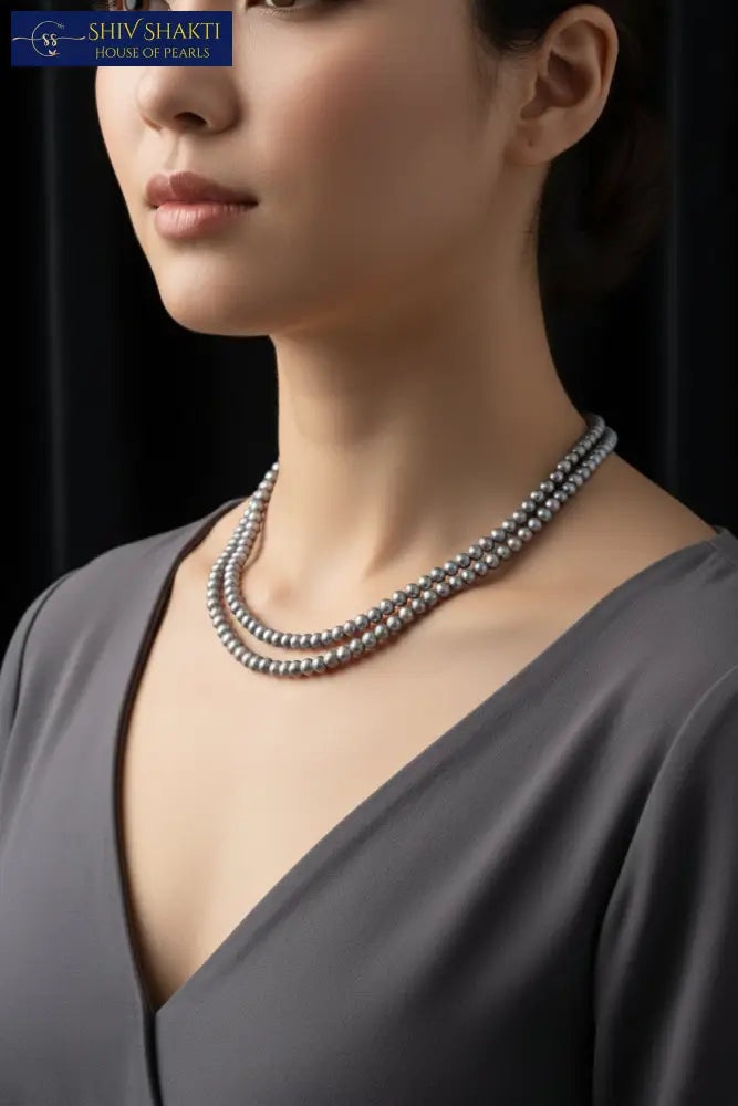 2 Line Grey Lovely Necklace