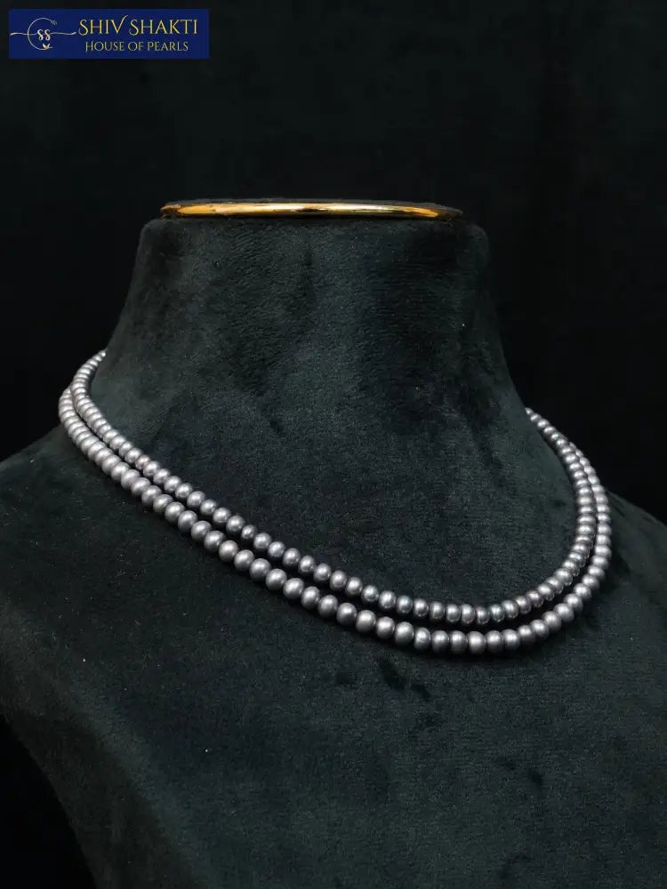 Shiv Shakti Pearls - 2 Line Grey Lovely Necklace