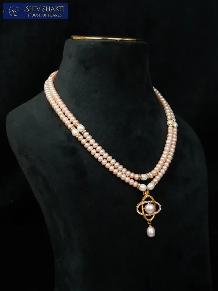 Shiv Shakti Pearls - 2 line Pearl Cross Pendant