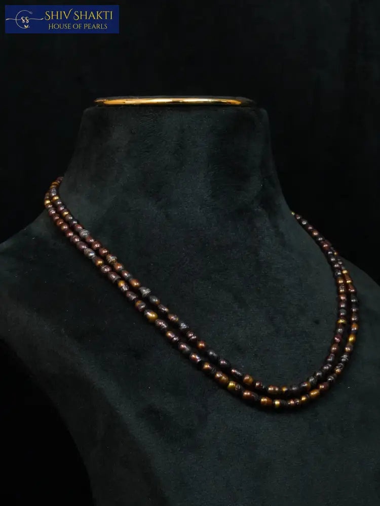 Shiv Shakti Pearls - 2 Oval Brown Stunning Necklace