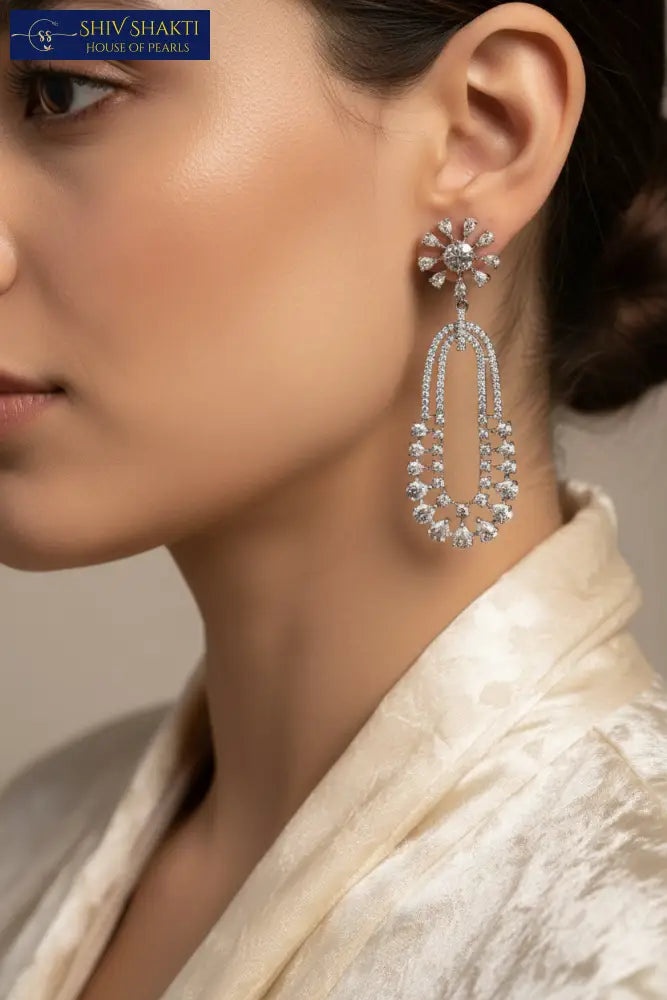 Shiv Shakti Pearls - Aurora Shine Silver Earrings