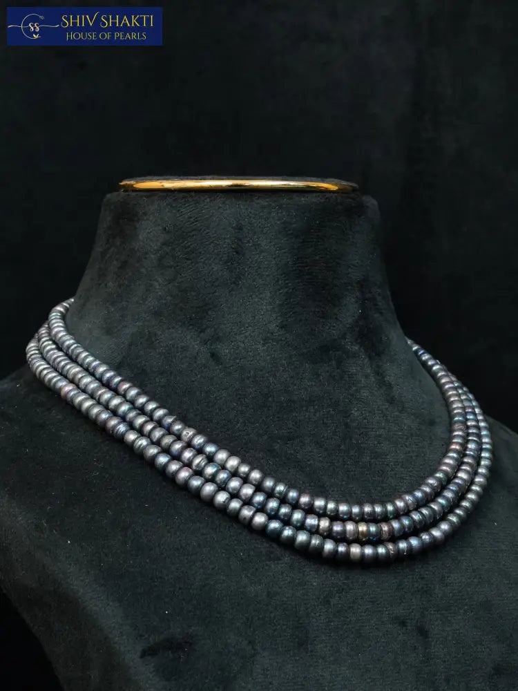 Shiv Shakti Pearls - 3 Line Black Attractive Necklace