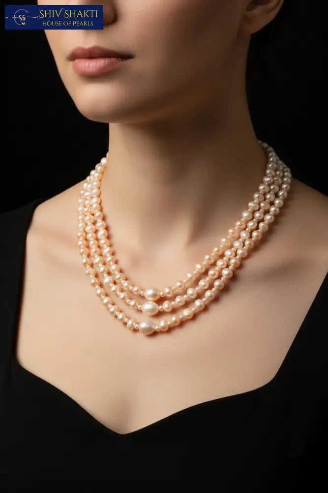 Shiv Shakti Pearls - 3 Line Party Necklace
