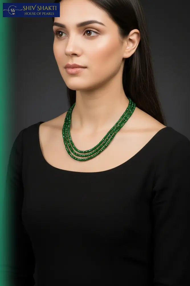 Shiv Shakti Pearls - 3 Lines Emerald Beauty