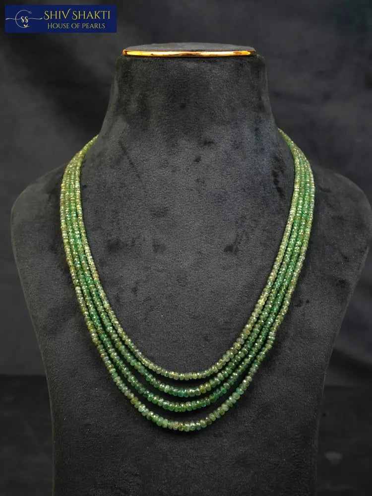 Shiv Shakti Pearls - 4 Line Emerald Mala