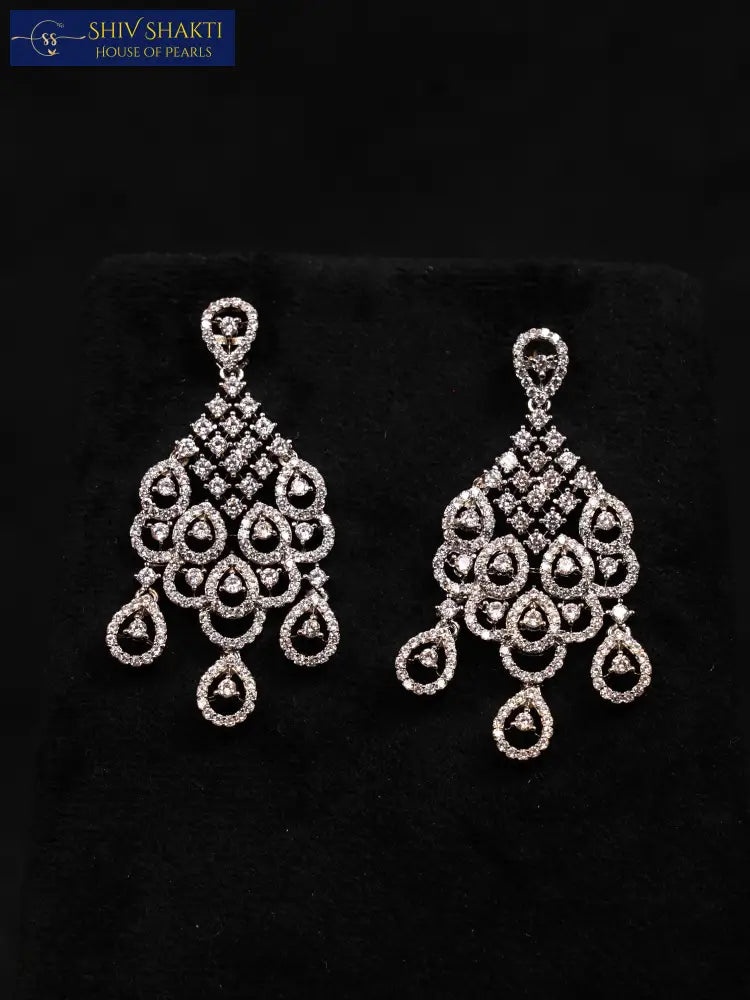 Shiv Shakti Pearls - Crystal Gleam Silver Earrings