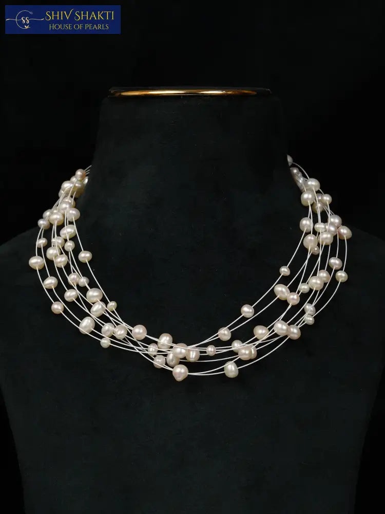 Shiv Shakti Pearls - 7 LINE FLOATING PEARL NECKLACE
