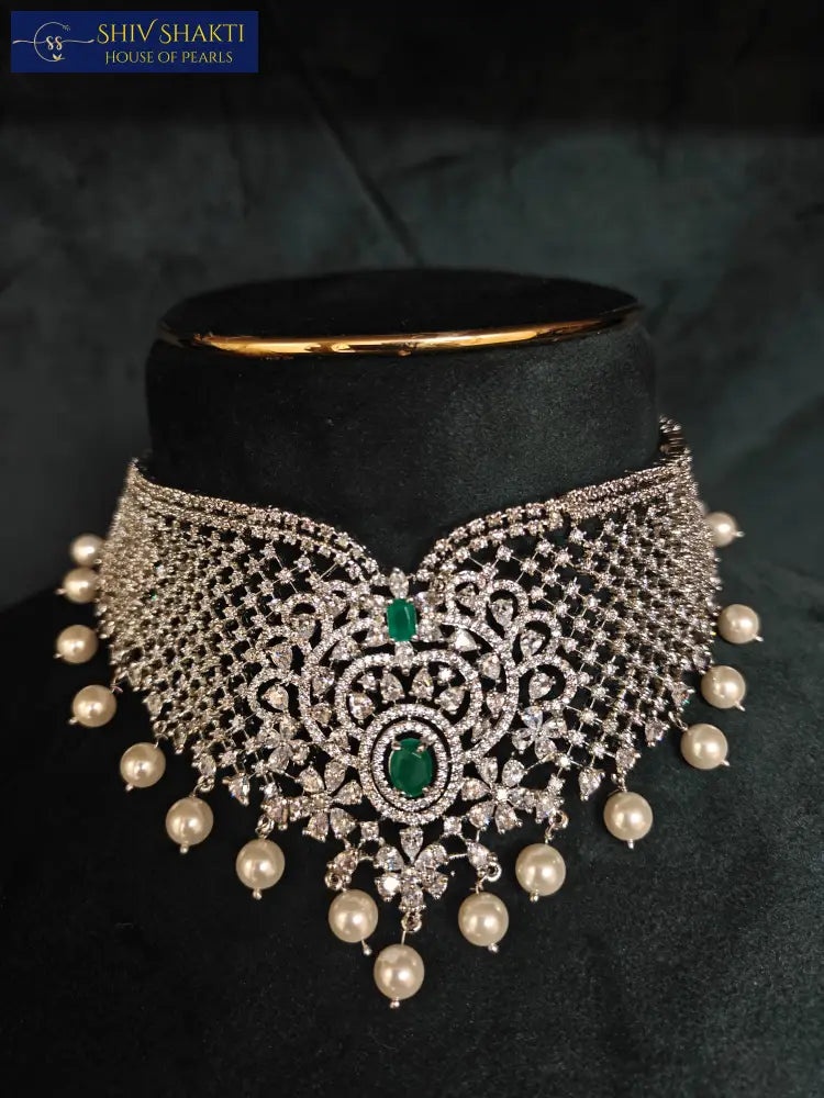 Shiv Shakti Pearls - 92.5 Pure Silver Choker set