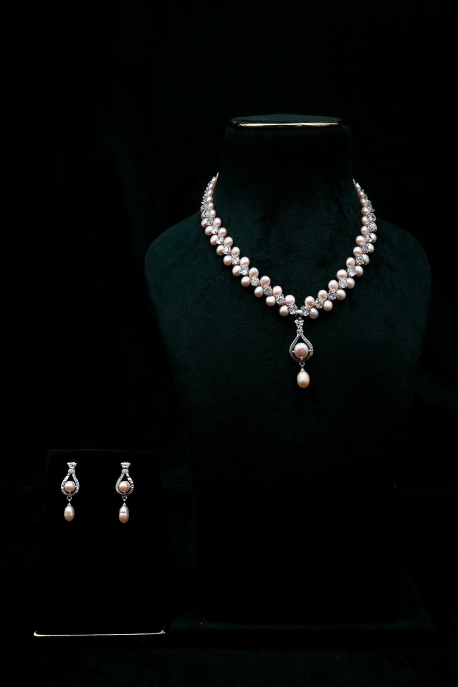 Pearl CZ Necklace Set