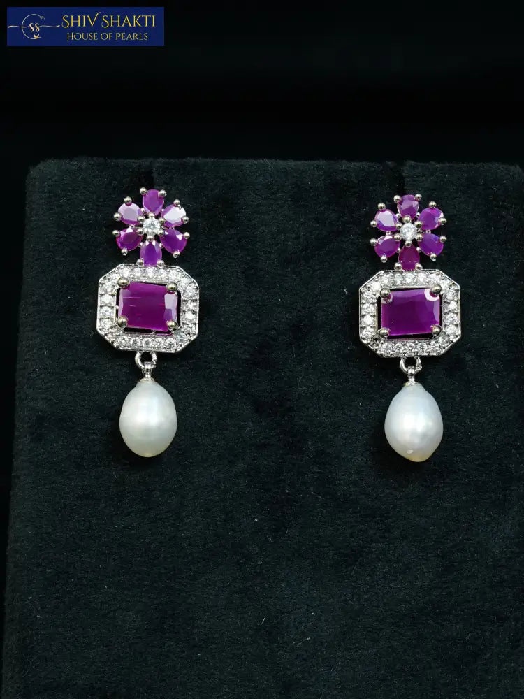 Amethyst Pearl Drop Earring