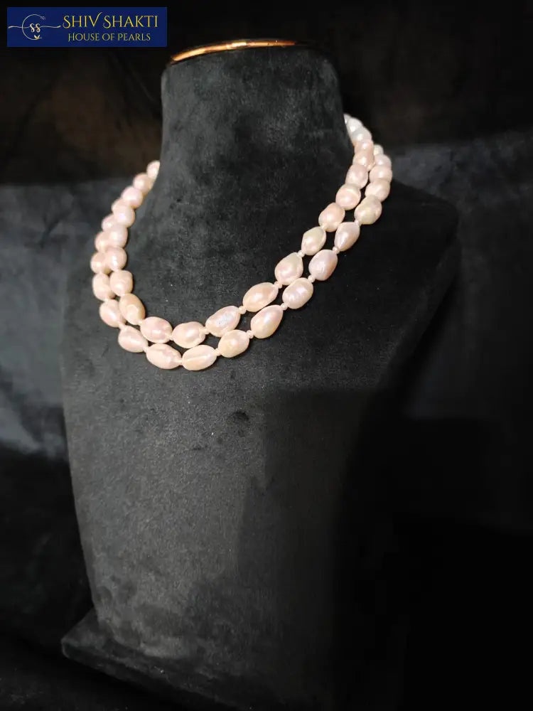 Shiv Shakti Pearls - Baroque Pearl Necklace - Big Size Double Line 17-18 inches