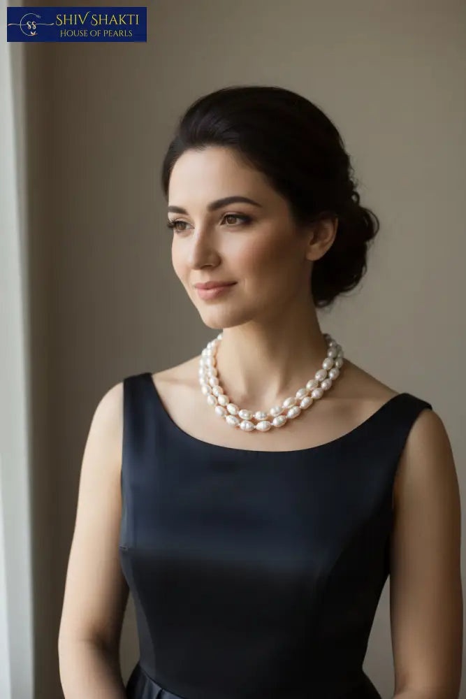 Shiv Shakti Pearls - Baroque Pearl Necklace - Big Size Double Line 17-18 inches