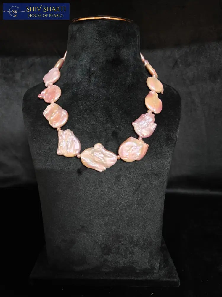 Shiv Shakti Pearls - Baroque Pearl Necklace - Big Size Single Line 17 inch