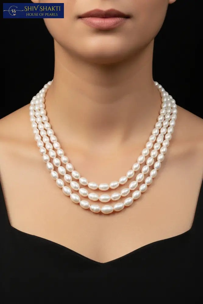 Beautiful Oval Pearl 3 Lines