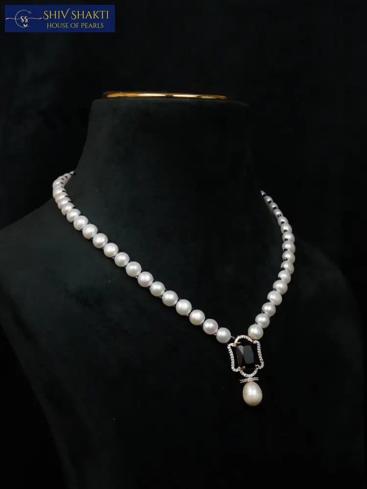 Shiv Shakti Pearls - Blue Stone Pearl Necklace
