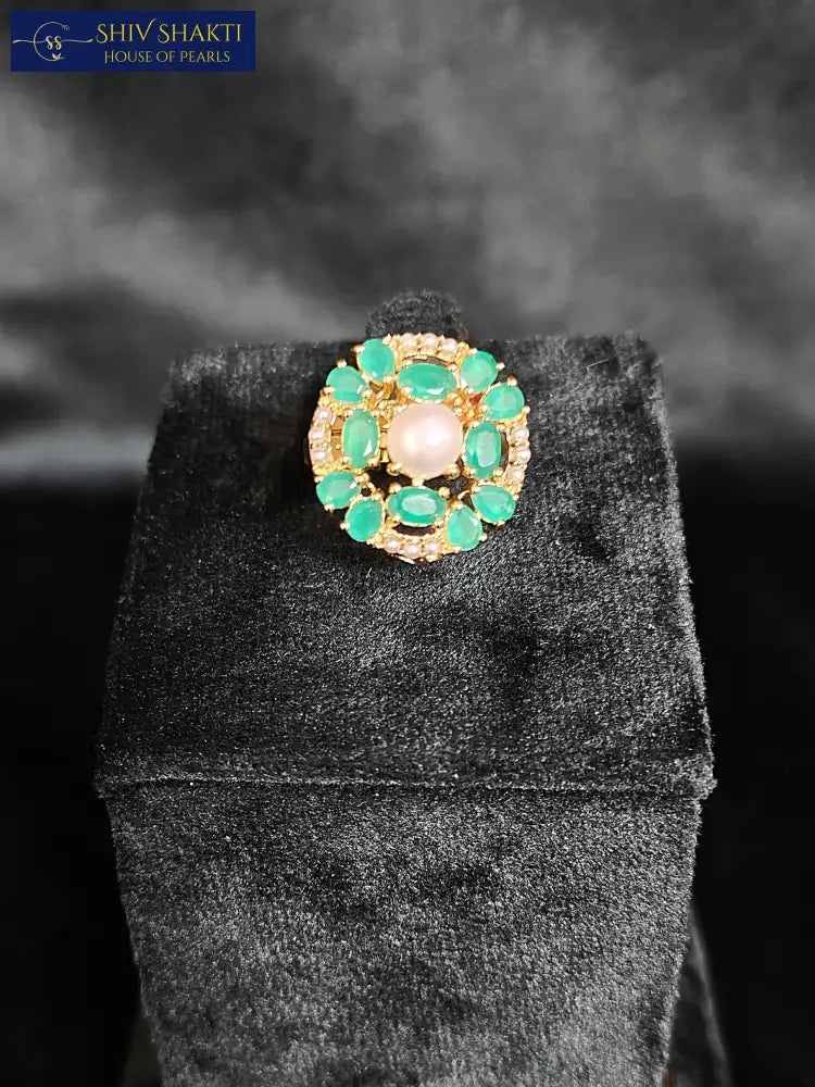 Shiv Shakti Pearls - Bold CZ with Emeralds Stone