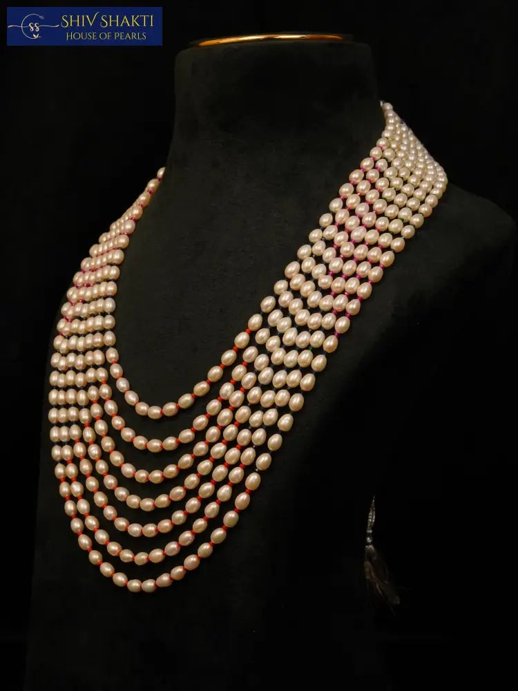 Shiv Shakti Pearls - Bold Oval Pearl Seven Line
