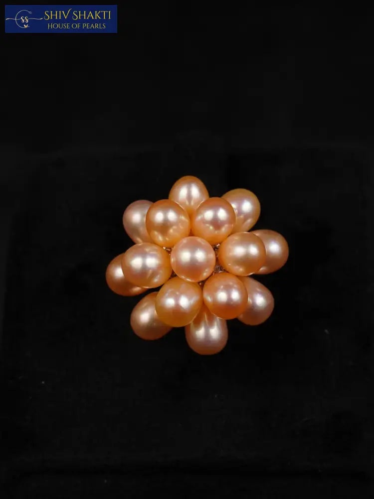 Shiv Shakti Pearls - Bunch Peach Pearl Ring