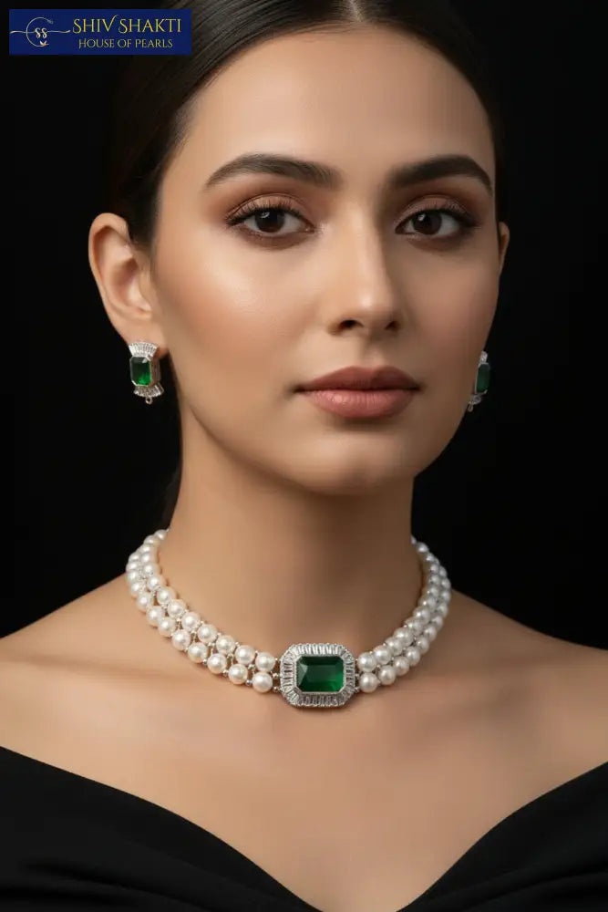 Shiv Shakti Pearls - Button Pearl Necklace