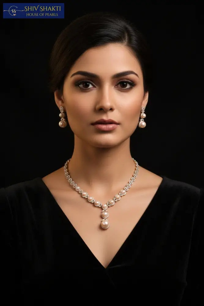 Button Pearl With CZ Stone