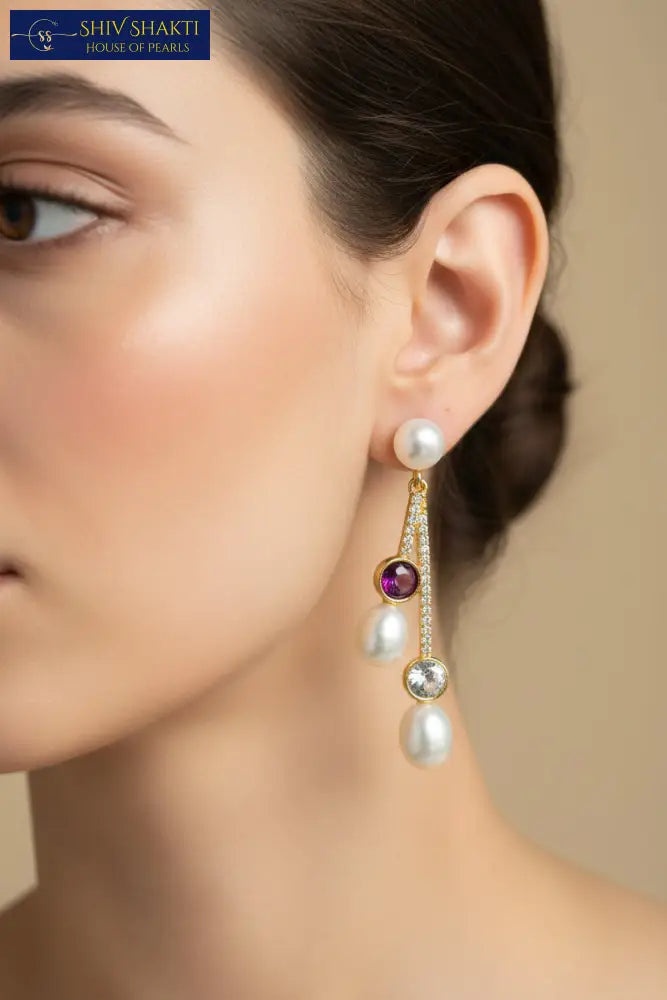 Chandelier Earring With Pearl Drop