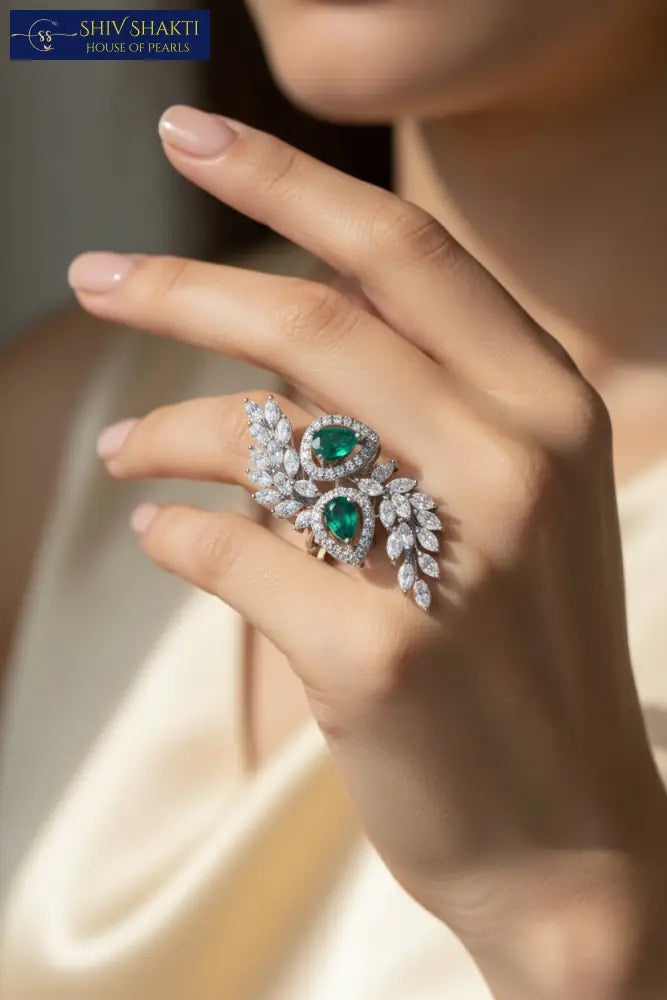 Shiv Shakti Pearls - Cocktail Pure Silver Ring