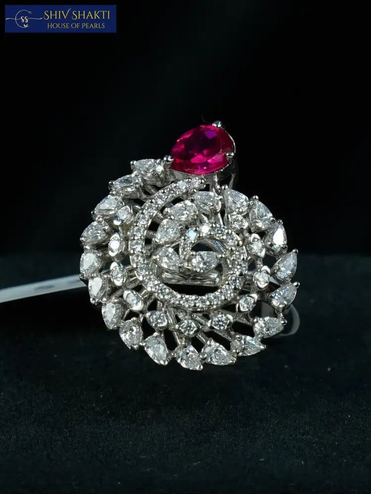 Shiv Shakti Pearls - Cocktail Ring with Stone