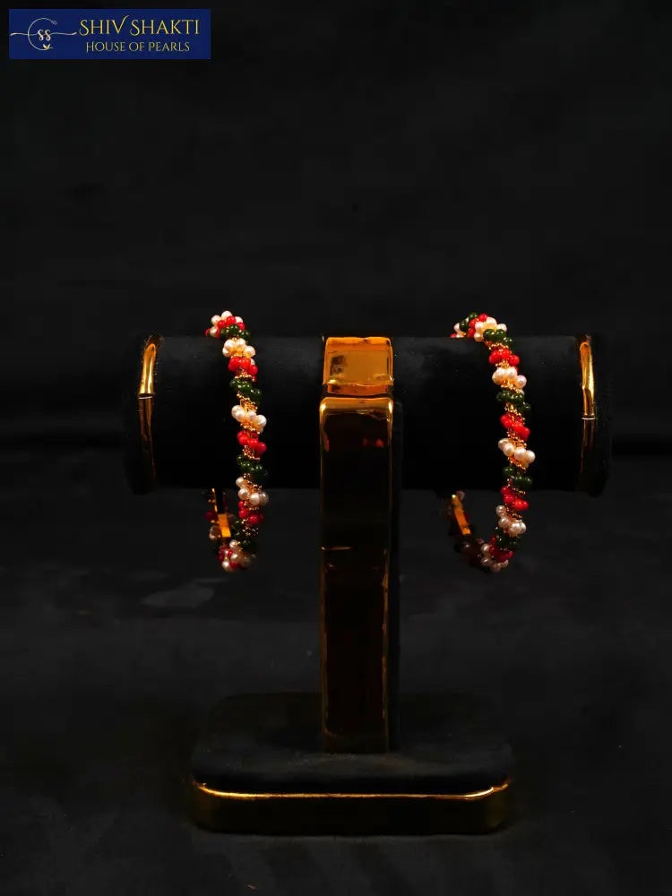 Shiv Shakti Pearls - Coral Jade Bangle