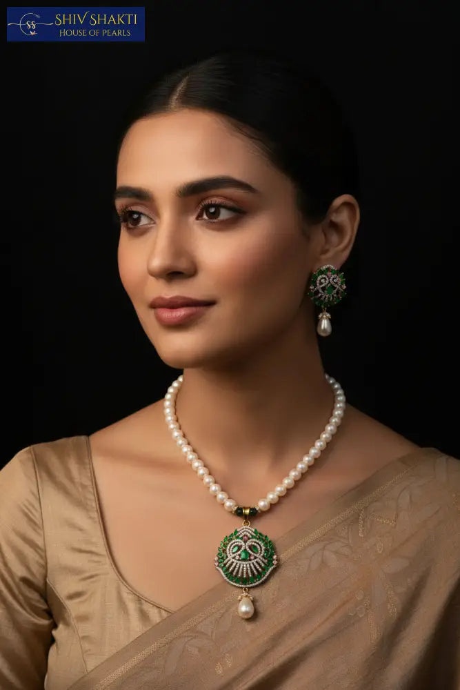 CZ Round Pearl Necklace