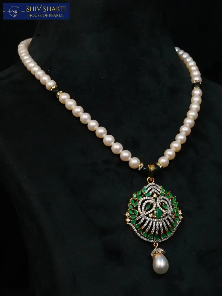Shiv Shakti Pearls - CZ Round Pearl Necklace