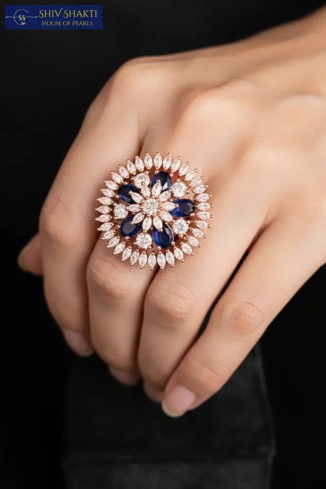 Shiv Shakti Pearls - CZ with Blue Stone