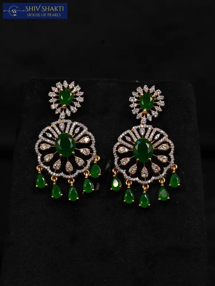 Shiv Shakti Pearls - CZ With Green Onyx