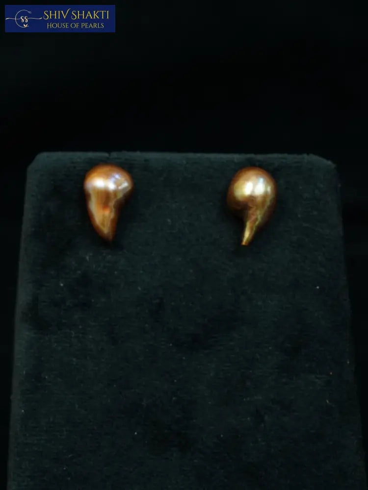 Dark Gold Baroque Pearl Stud