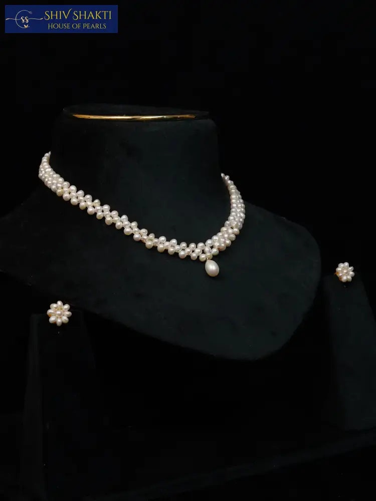 Shiv Shakti Pearls - Delicate Button Statement Necklace