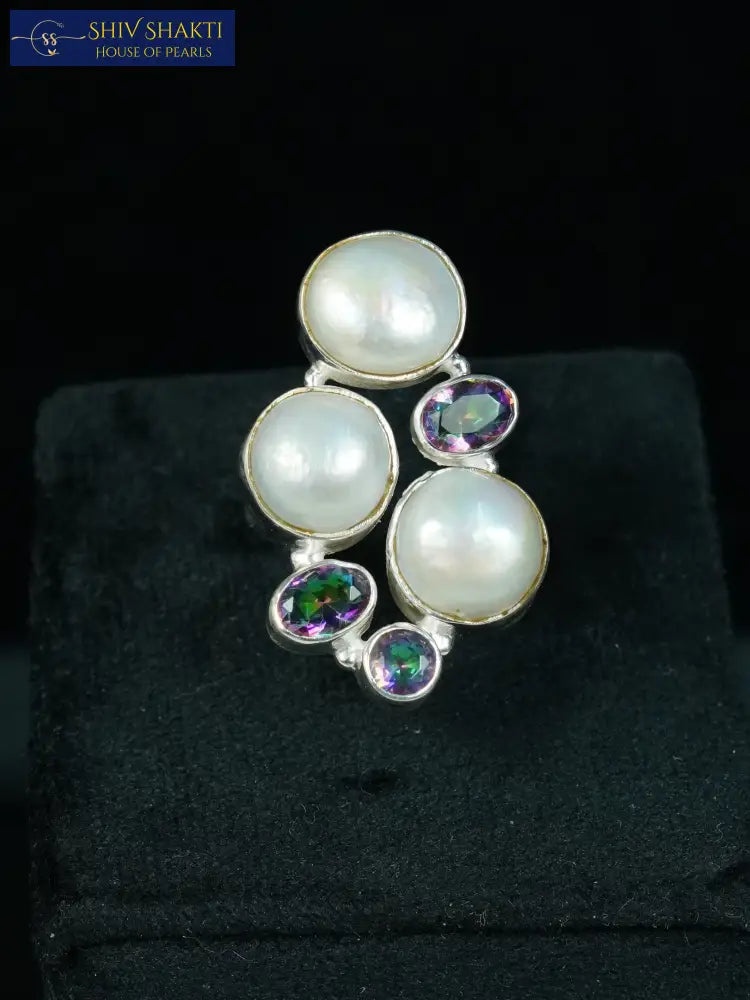 Shiv Shakti Pearls - Designer Ring in Silver