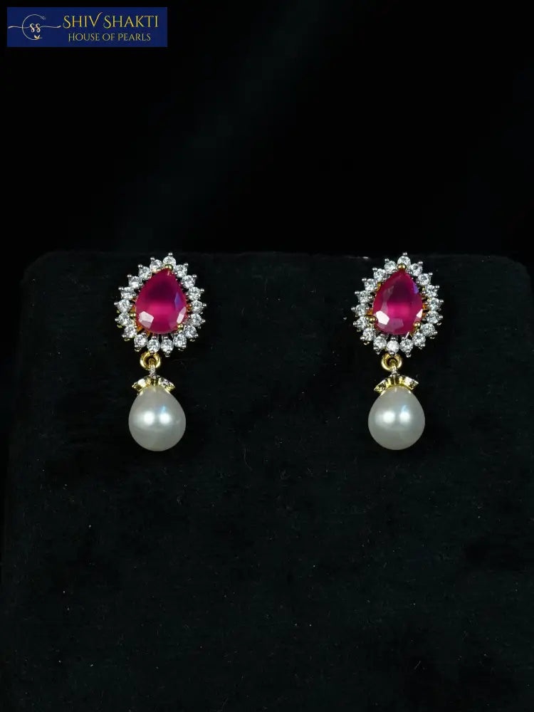 Shiv Shakti Pearls - Drop Ruby Pearl Necklace
