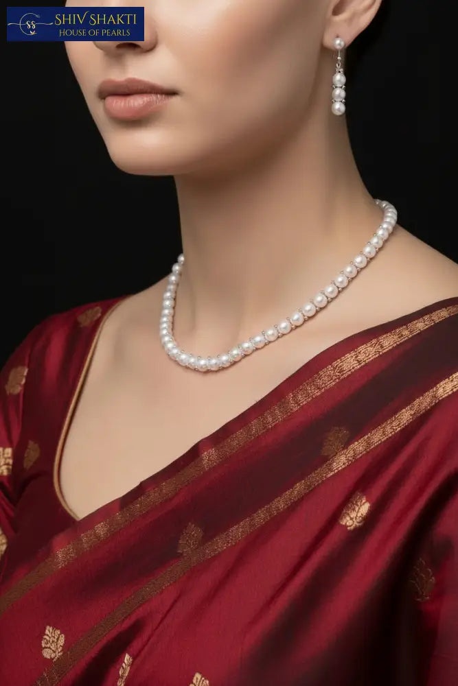 Shiv Shakti Pearls - Elegant Button Pearl Necklace