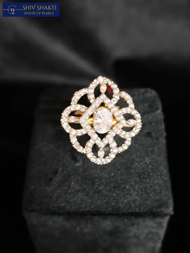 Shiv Shakti Pearls - Elegant CZ Stone Ring