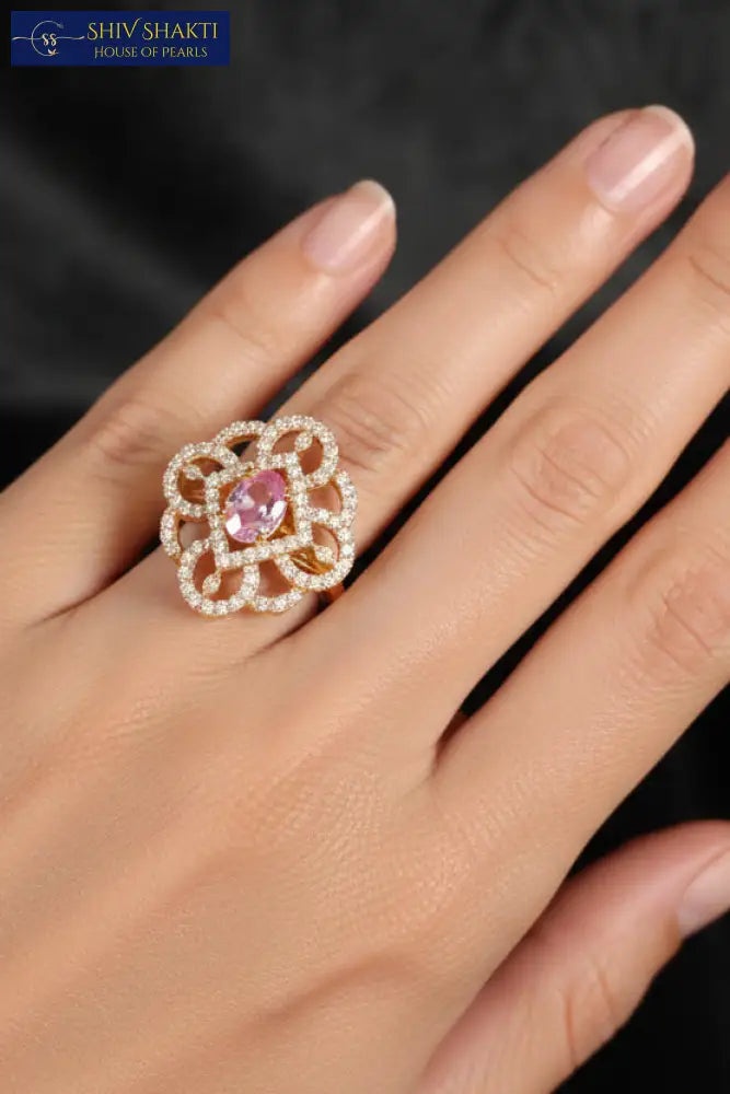 Shiv Shakti Pearls - Elegant CZ Stone Ring