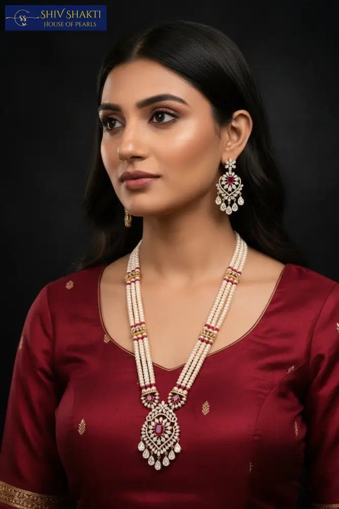 Shiv Shakti Pearls - Fine Pearl With Glass Filling Ruby