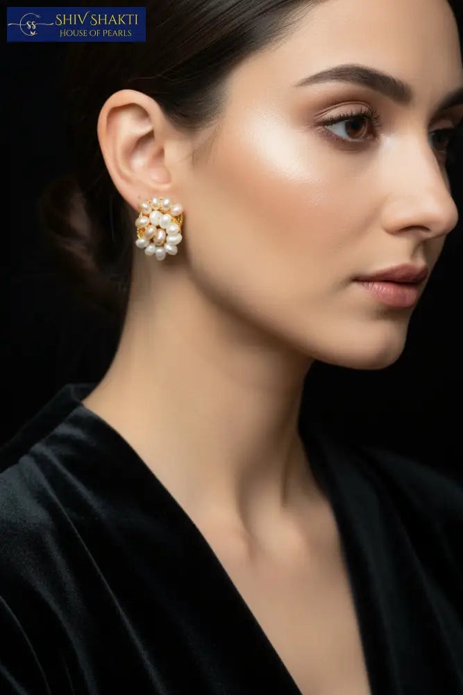 Gold Tone Pearl Earrings