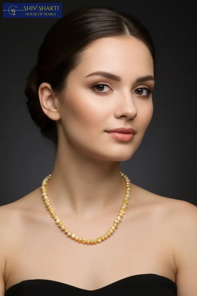 Golden Baroque Pearl Necklace