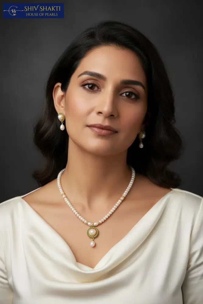 Shiv Shakti Pearls - Green Onyx Pearl Necklace