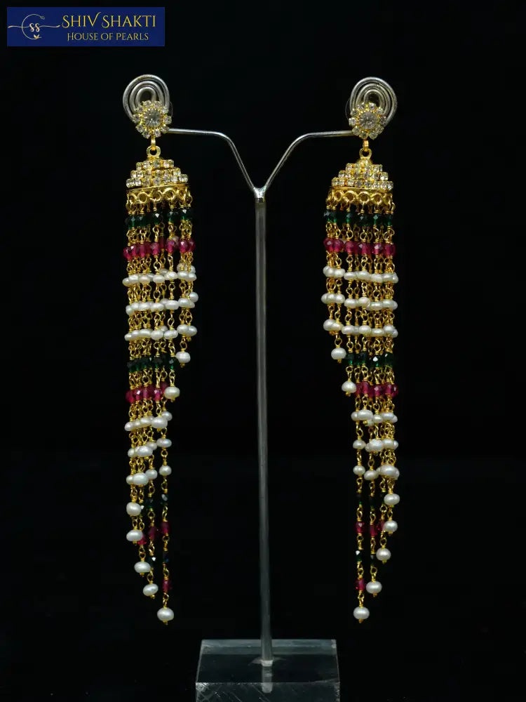 Shiv Shakti Pearls - kundan chain drops