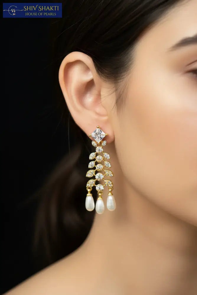 Shiv Shakti Pearls - Kundan Earrings With Pearl Drops