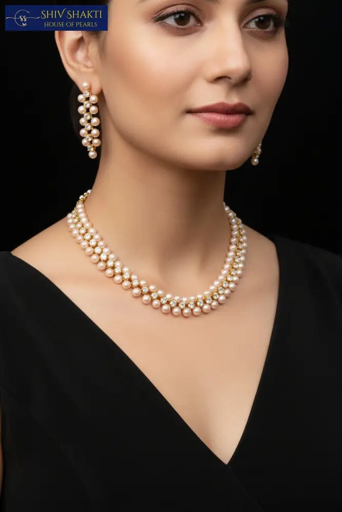 Shiv Shakti Pearls - Luna Button Jewel Necklace