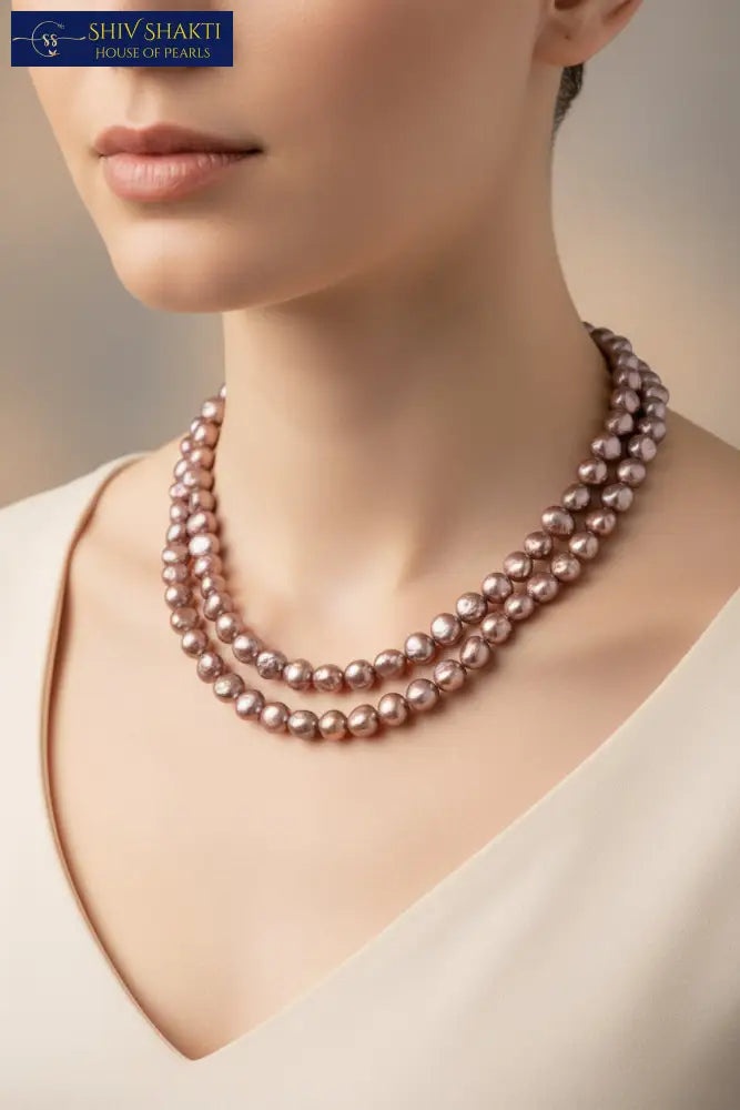 Luxurious Black Baroque Pearl Necklace - Double Strand