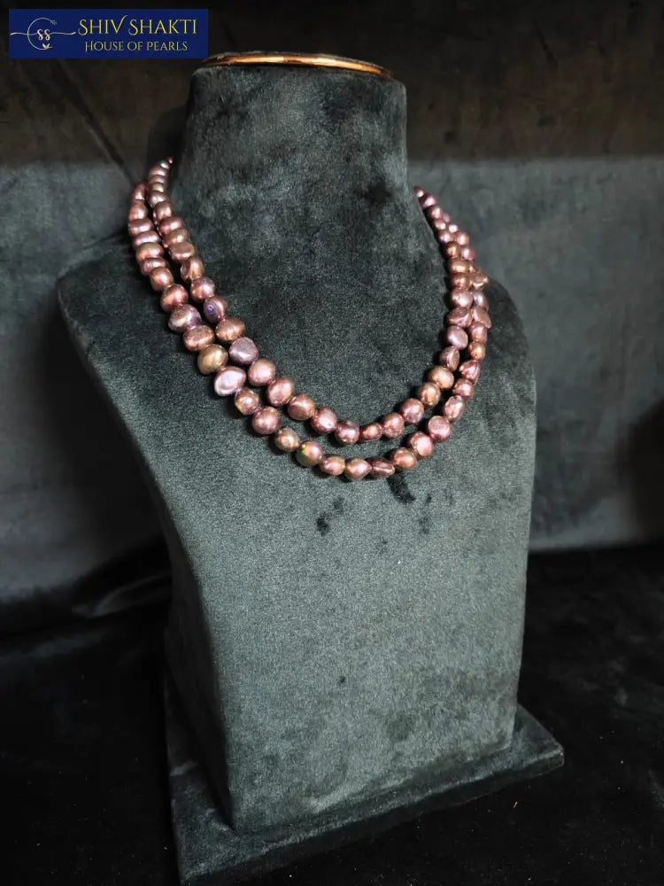Shiv Shakti Pearls - Luxurious Black Baroque Pearl Necklace - Double Strand