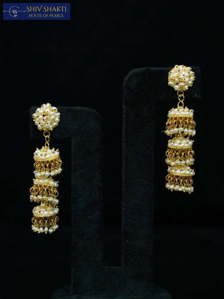 Shiv Shakti Pearls - Moti Tiered Drops